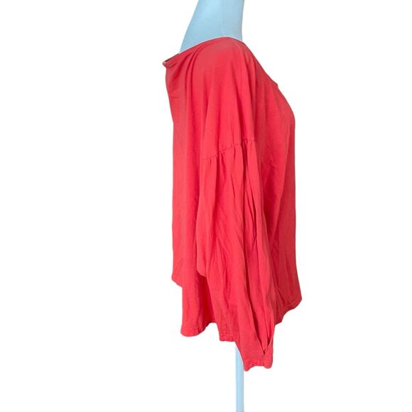 t.la XL Blouse Balloon Long Sleeve Top Coral Red Solid Tee Shirt Basic - Picture 8 of 9